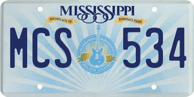 MS license plate MCS534