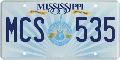 MS license plate MCS535