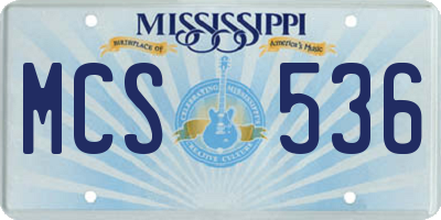 MS license plate MCS536