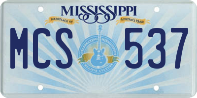 MS license plate MCS537