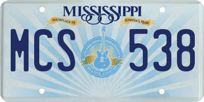 MS license plate MCS538