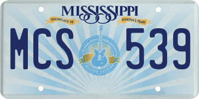 MS license plate MCS539
