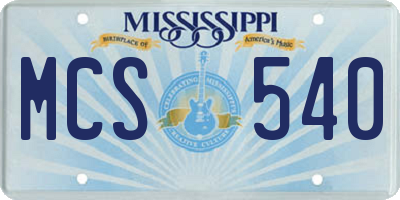 MS license plate MCS540