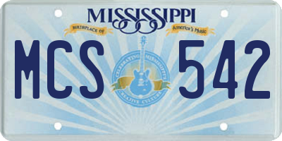 MS license plate MCS542