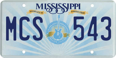 MS license plate MCS543