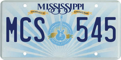 MS license plate MCS545
