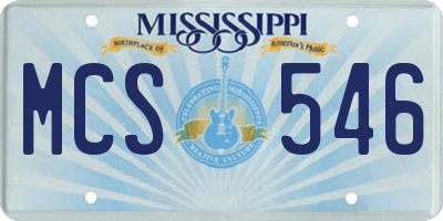 MS license plate MCS546