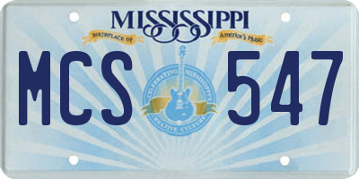 MS license plate MCS547