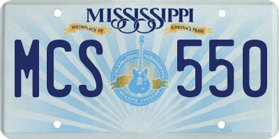 MS license plate MCS550