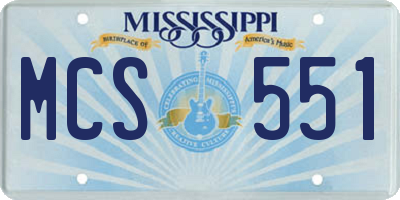 MS license plate MCS551