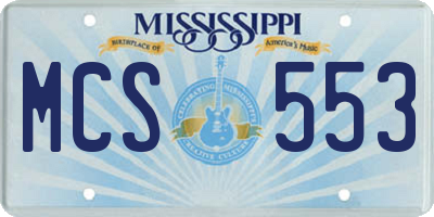 MS license plate MCS553