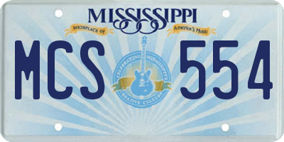 MS license plate MCS554