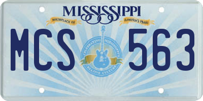 MS license plate MCS563