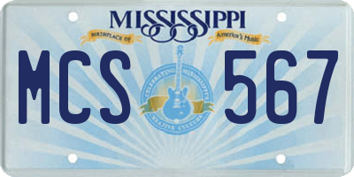 MS license plate MCS567