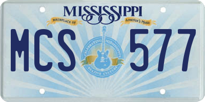 MS license plate MCS577
