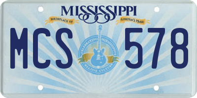 MS license plate MCS578