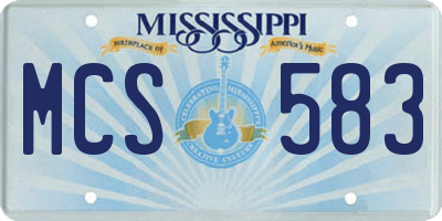 MS license plate MCS583