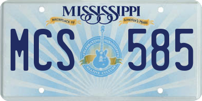 MS license plate MCS585