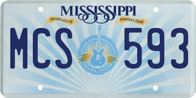 MS license plate MCS593