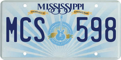 MS license plate MCS598