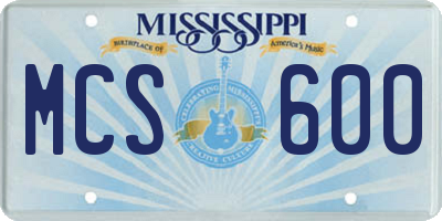 MS license plate MCS600