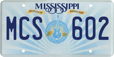 MS license plate MCS602