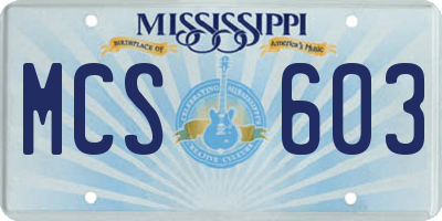 MS license plate MCS603