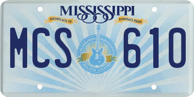 MS license plate MCS610