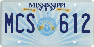MS license plate MCS612