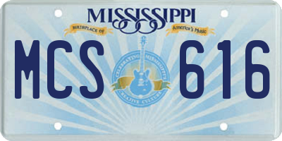 MS license plate MCS616