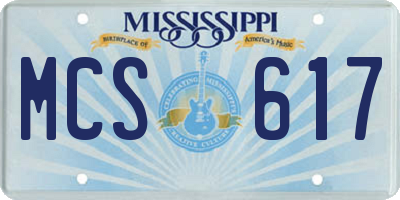 MS license plate MCS617