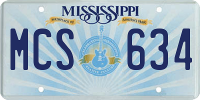 MS license plate MCS634
