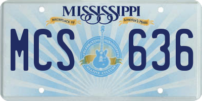 MS license plate MCS636