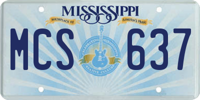 MS license plate MCS637