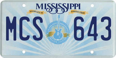 MS license plate MCS643