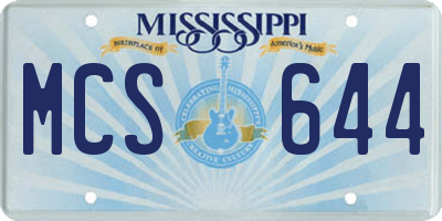 MS license plate MCS644