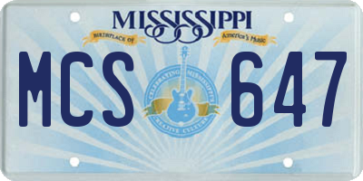 MS license plate MCS647