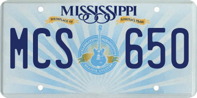 MS license plate MCS650