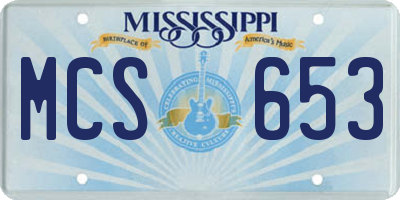 MS license plate MCS653