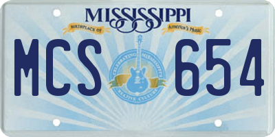 MS license plate MCS654