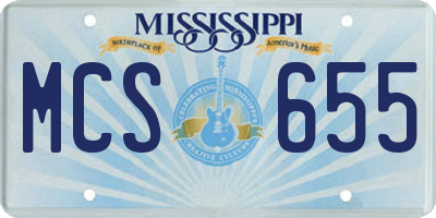 MS license plate MCS655