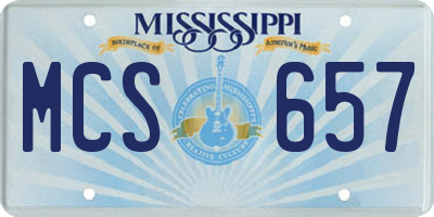 MS license plate MCS657