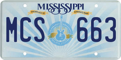MS license plate MCS663