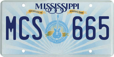 MS license plate MCS665