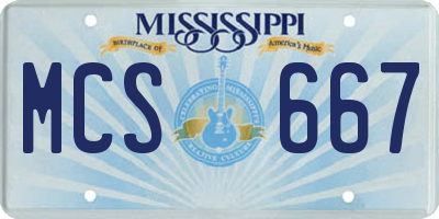 MS license plate MCS667