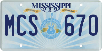 MS license plate MCS670