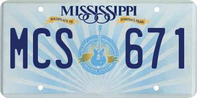 MS license plate MCS671