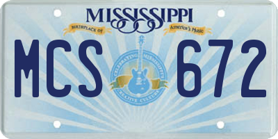 MS license plate MCS672