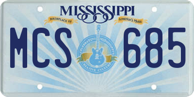 MS license plate MCS685