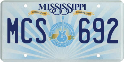 MS license plate MCS692